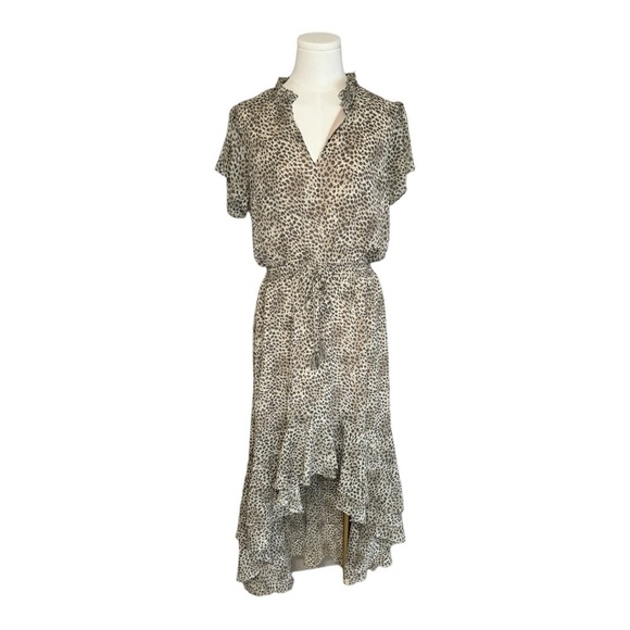 LOVESTITCH Alessia Animal Print Maxi Dress‎ Ruffle Leopard size Medium M hi-low - Picture 3 of 9